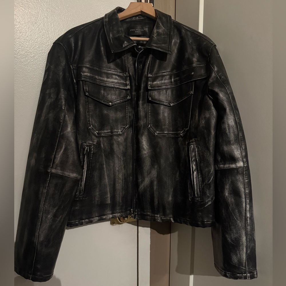 Distressed Faux Leather Jacket
